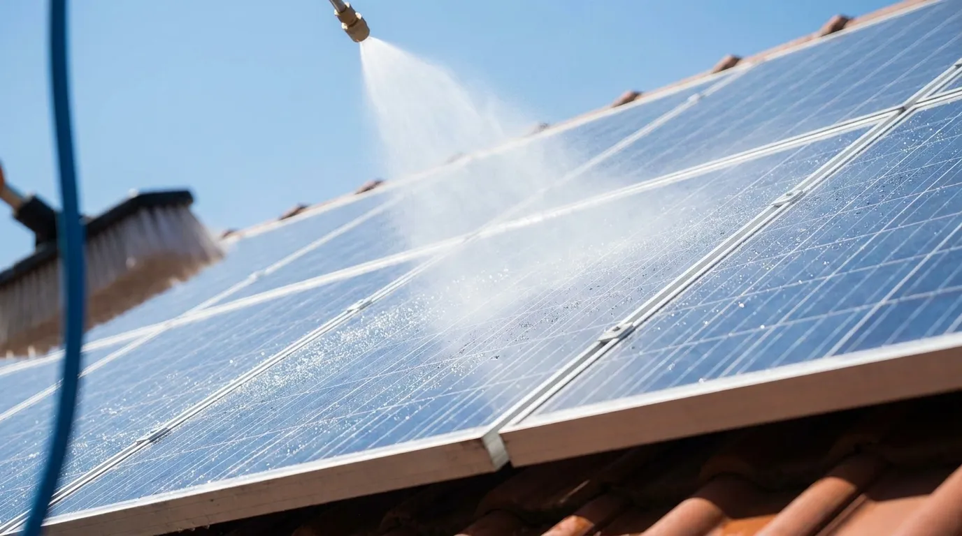 Clean solar panels on a Perth roof